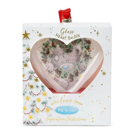 Glass Heart Me to You Bear Christmas Bauble Extra Image 1